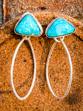 Load image into Gallery viewer, Turquoise teardrop hoops
