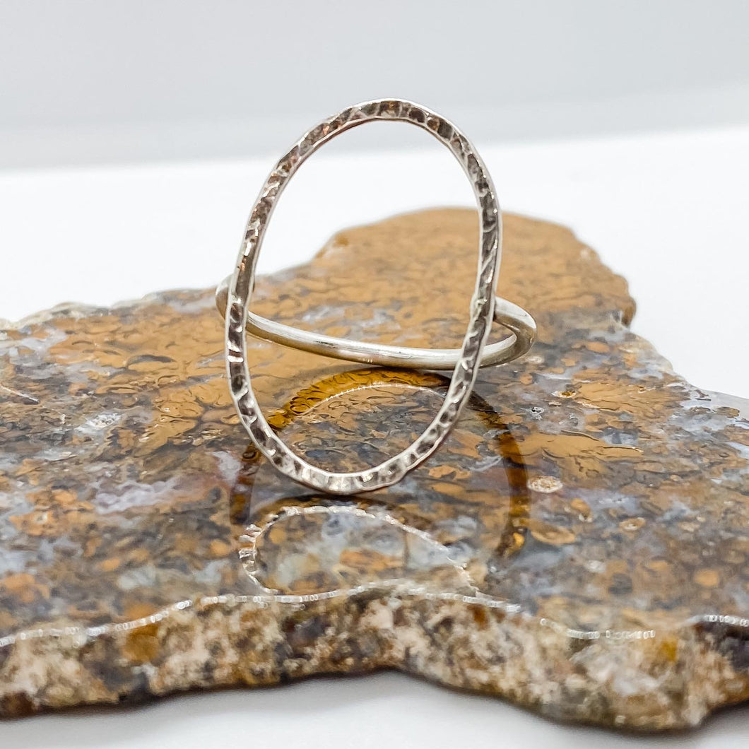 Open Oval Hammered Ring